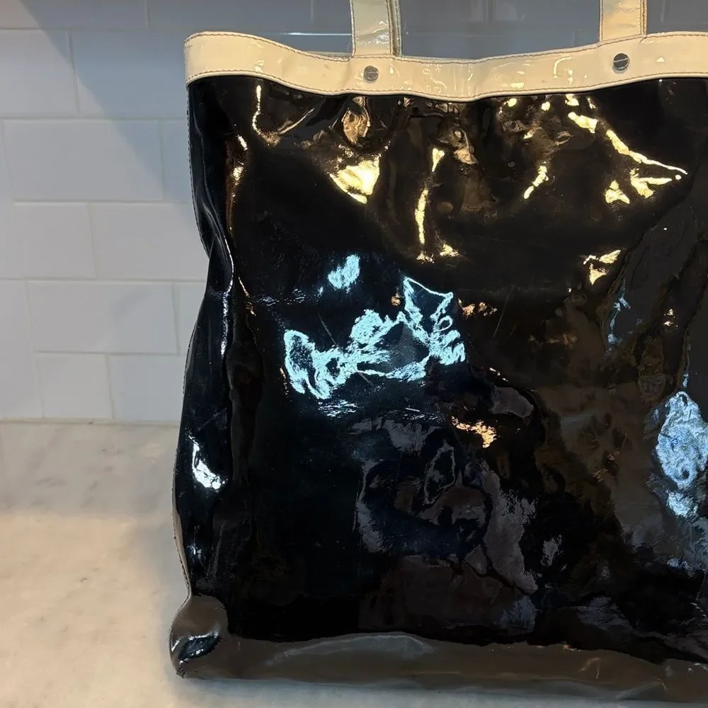 Tory Burch Bag Purse Handbag Tote Logo Patent Leather XL Designer Bag